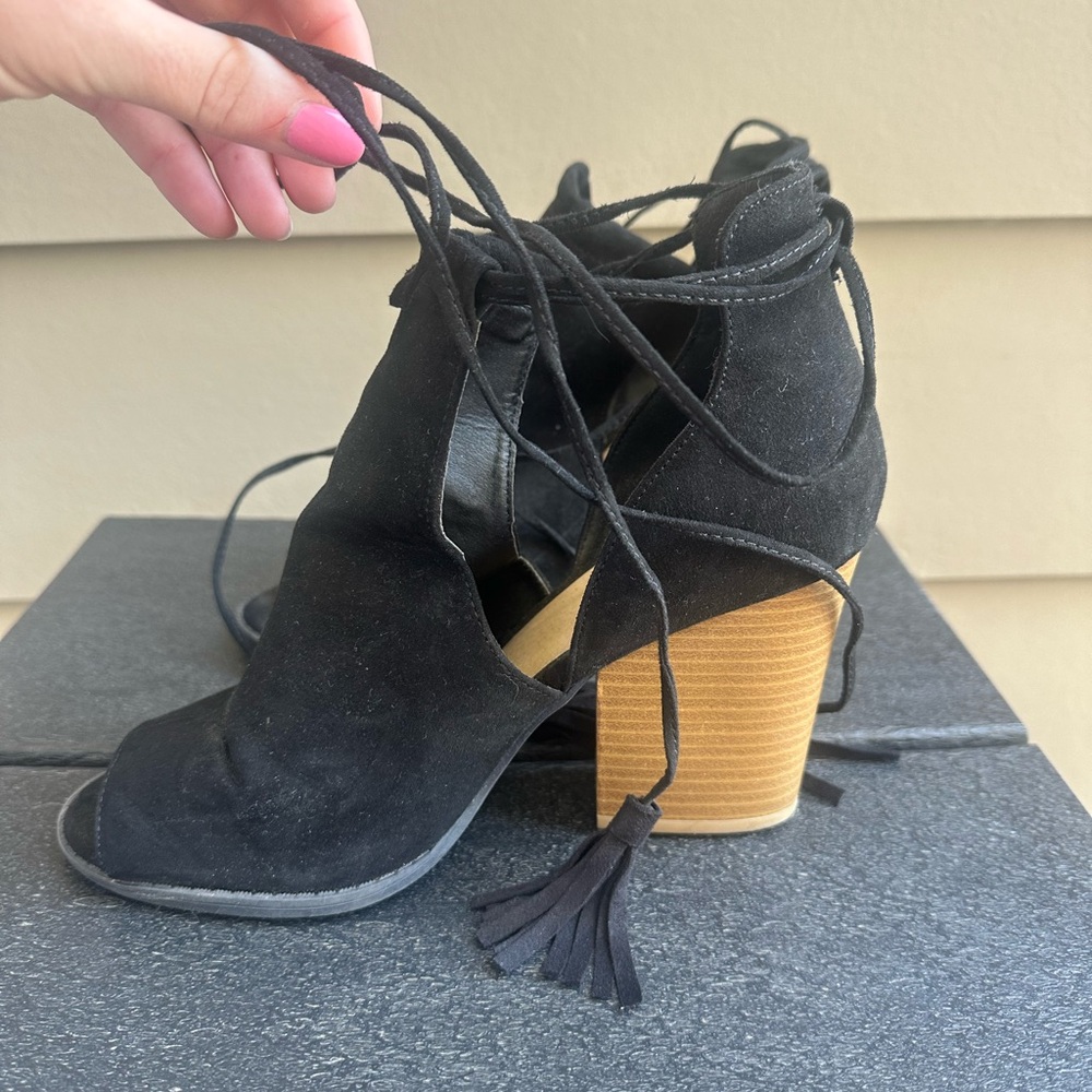 Lace Up Black Booties